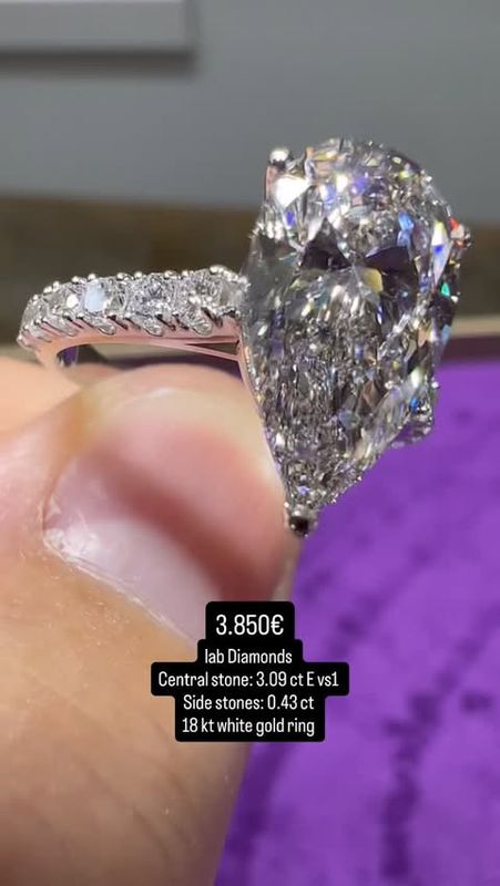 3ct Pear Shape Ring pave