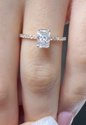 1.2ct Radiant Cut Ring Pave