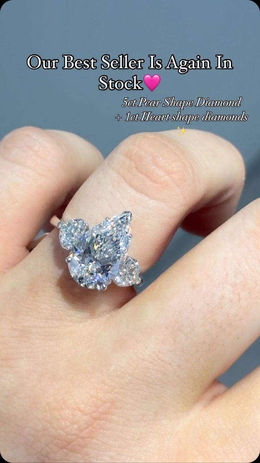 Pear Shape 5ct With Side Hearts Pear Shape 5ct With Side Hearts