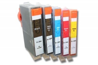 Inktcartridges HP nr.364XL set (5 inktpatronen) incl photo zwart (huismerk)