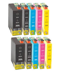 Inktcartridges Epson 26XL Voordeelpakket 10 stuks (huismerk)