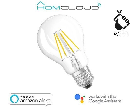 Wifi lamp A60, E27, 7W, 800 lumen, warmwit dimbaar filament