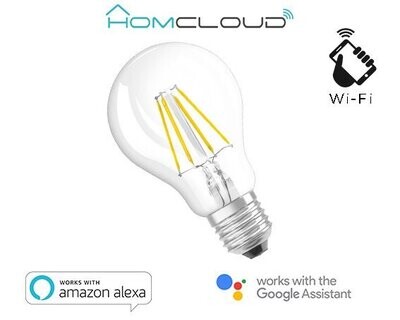 Wifi lamp A60, E27, 7W, 800 lumen, warmwit dimbaar filament