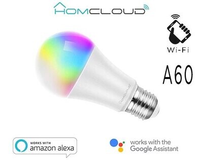 Wifi lamp A60, E27, 9W, 800 lumen, RGB + Warm wit, dimbaar