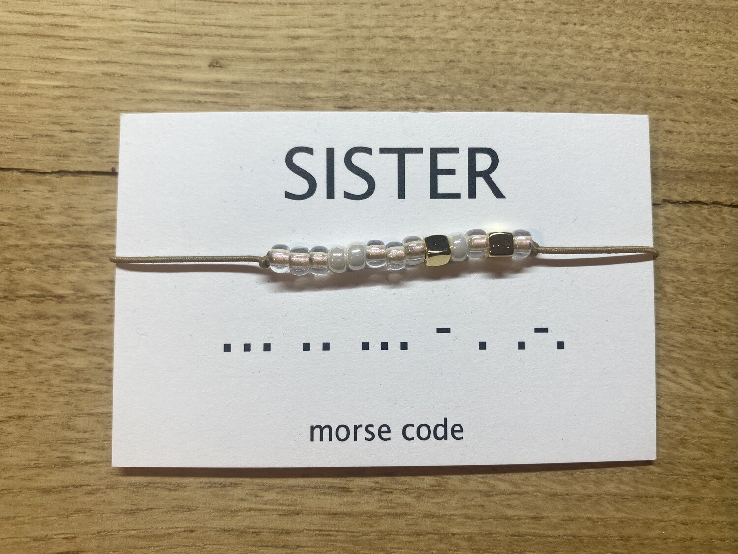 Armbandje morse code - SISTER, Kleur: goud - rose