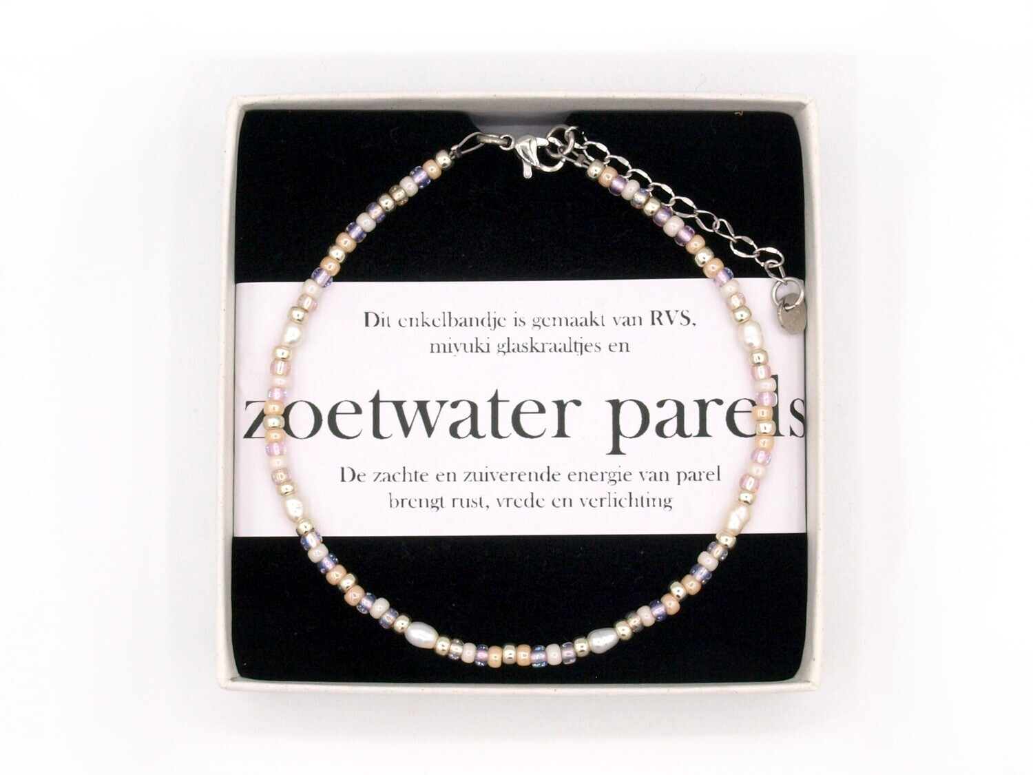 Enkelbandje met glaskraaltjes, Kies je steen: Zoetwater parels
