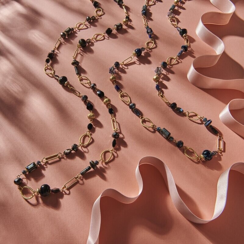 Biba - lange ketting (goud-zwart)