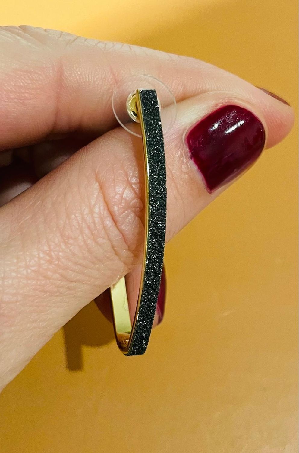 Oorbellen - glitter zwart-goud