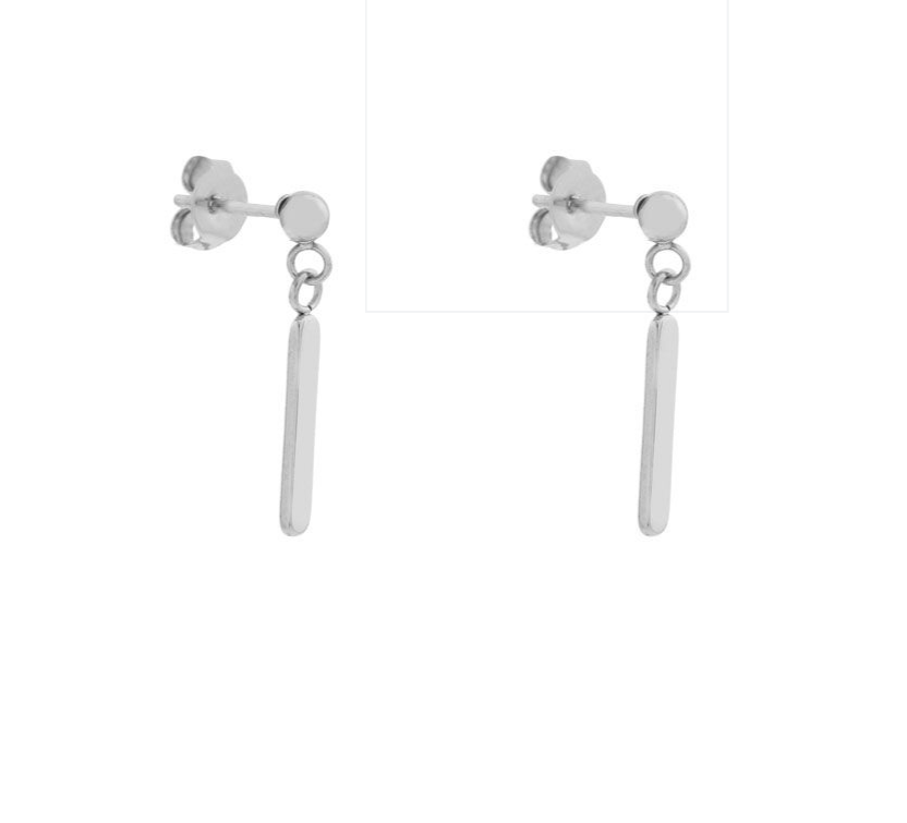 Essentialistics - Stud earrings with charm bar, Kies je kleur:: Zilver