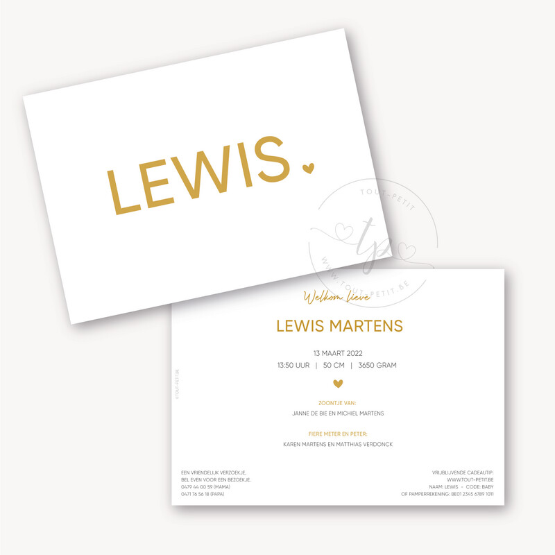 Geboortekaartje Lewis