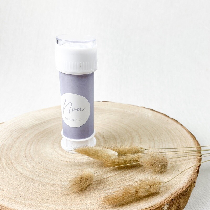 Bellenblaas met wikkel en sticker - thema blauw