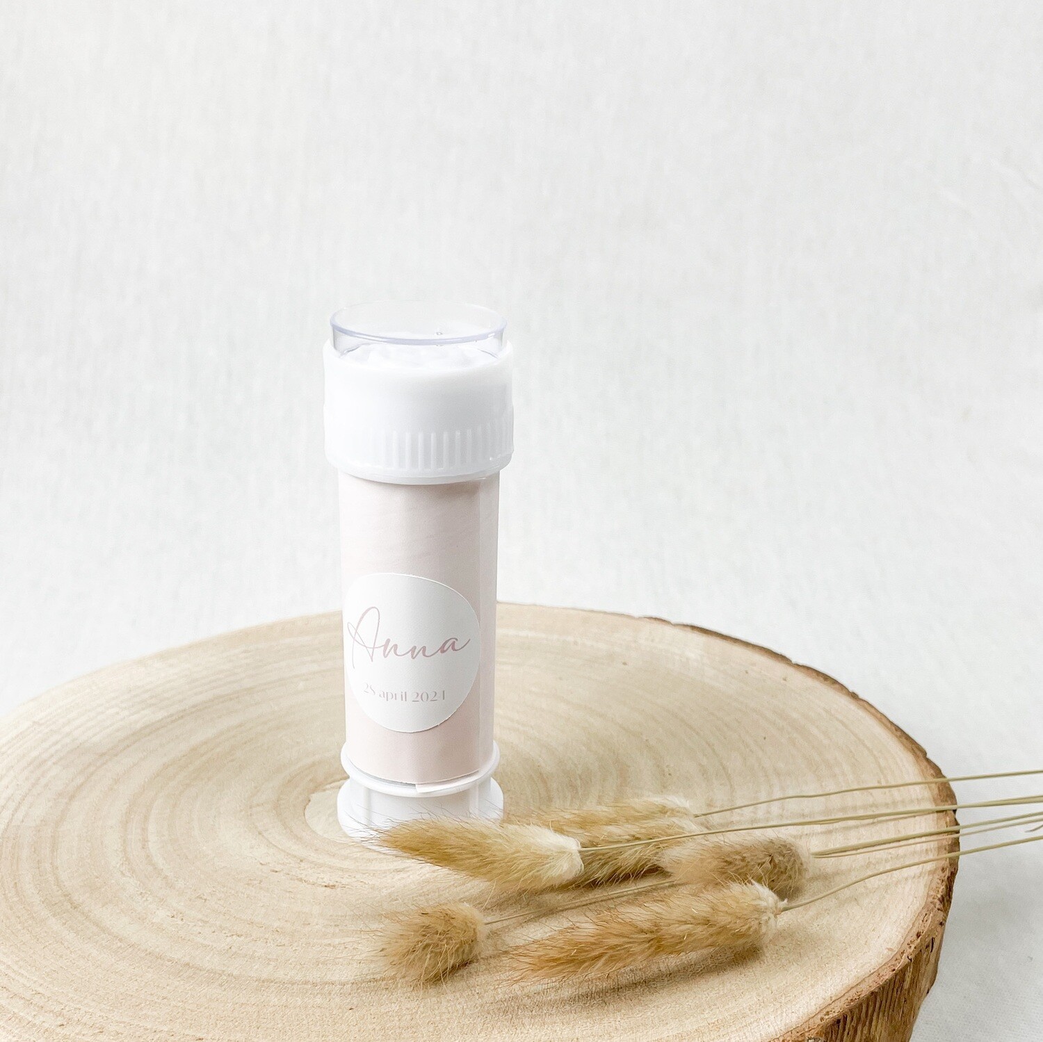 Bellenblaas met wikkel en sticker - thema roze