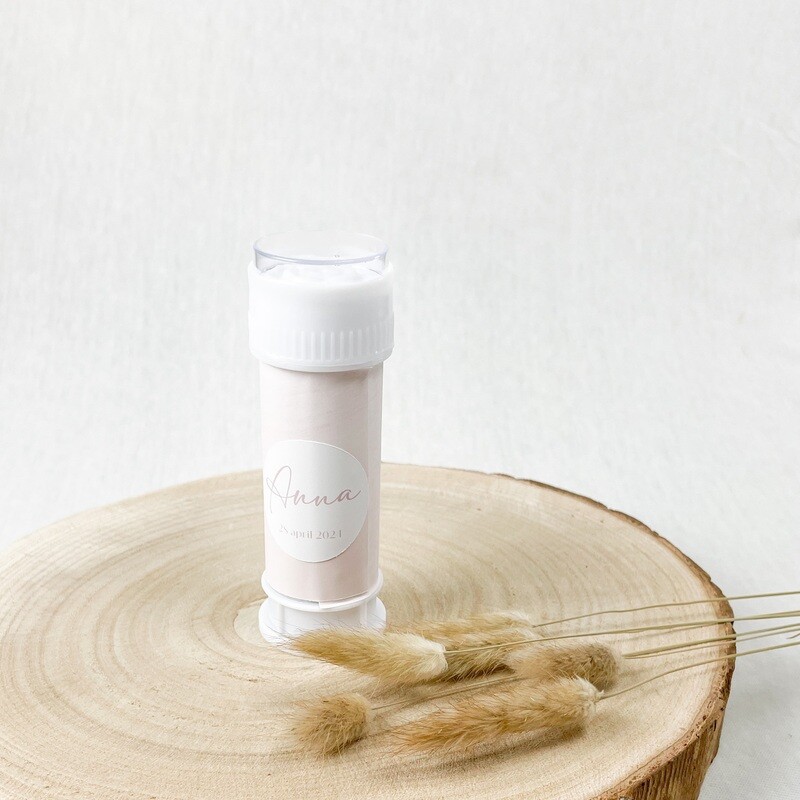 Bellenblaas met wikkel en sticker - thema roze