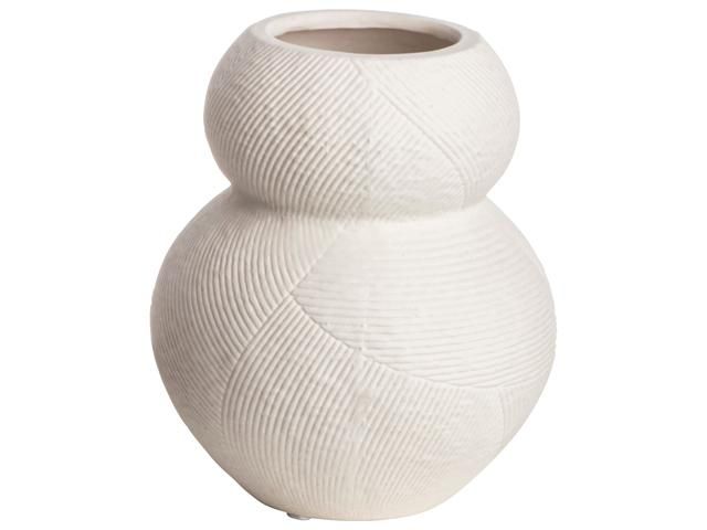 Vaas - lijnen - bolvormig - gebroken wit