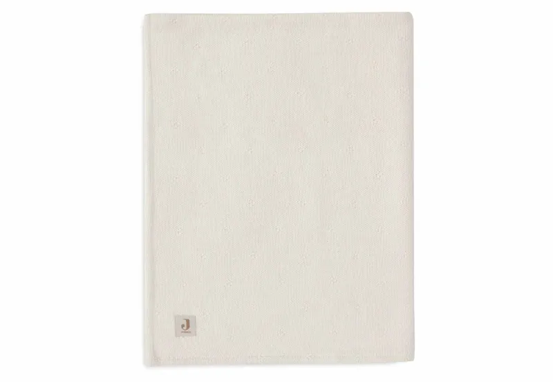 Wiegdeken - gebreid met bloemetjes / fleece - ivory