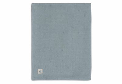Wiegdeken - gebreid met bloemetjes / fleece - sea green