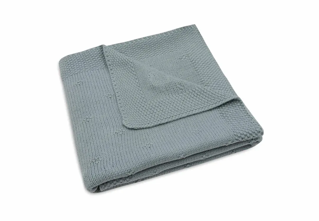 Wiegdeken - gebreid met bloemetjes - sea green Wiegdeken - gebreid met bloemetjes - sea green