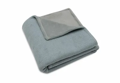 Wiegdeken - gebreid met bloemetjes / fleece - sea green Wiegdeken - gebreid met bloemetjes / fleece - sea green