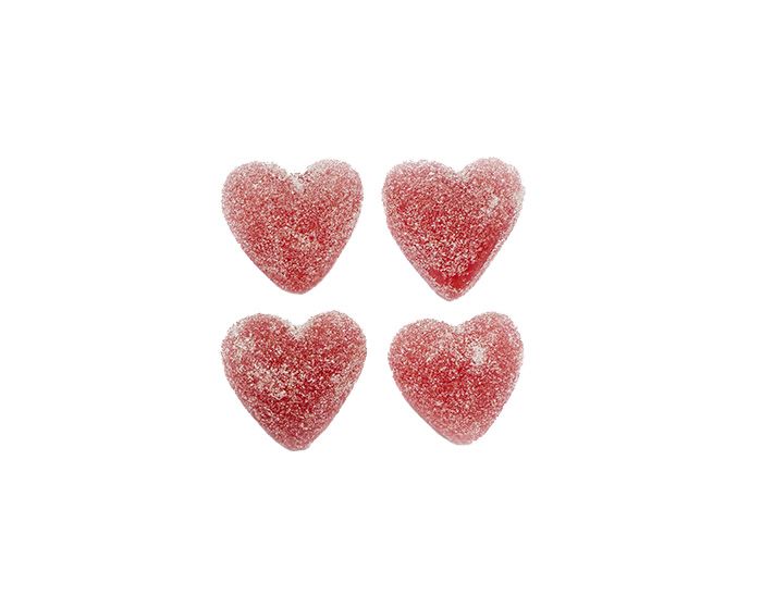 Gesuikerde hartjes - rood - 1 kg