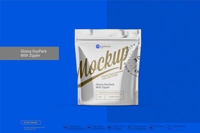 Glossy Doy-Pack with Zipper Mockup