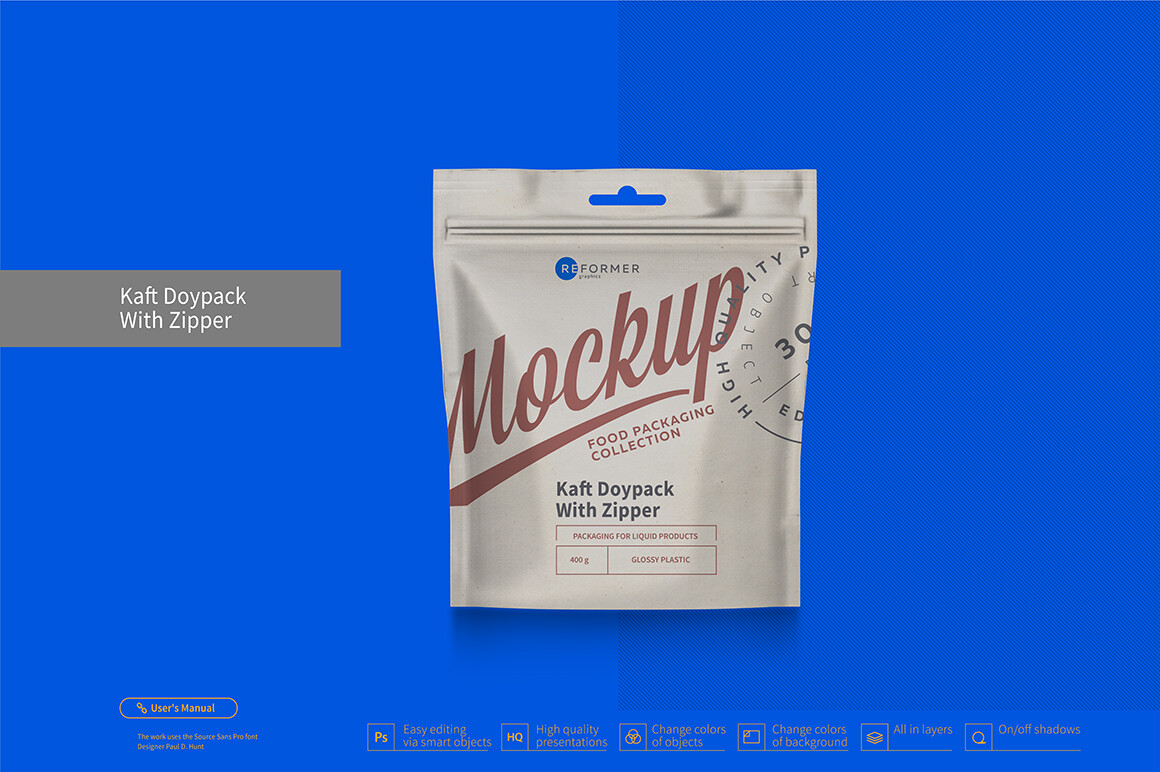 Kraft Doypack with Zipper Mockup