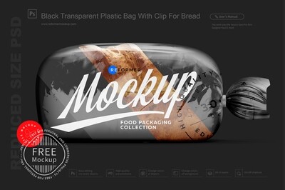 Glossy Bread Package With Clip Mockup