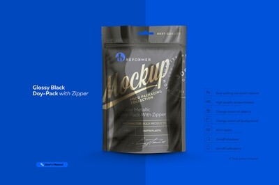 Black Doy-Pack With Zipper Mockup
