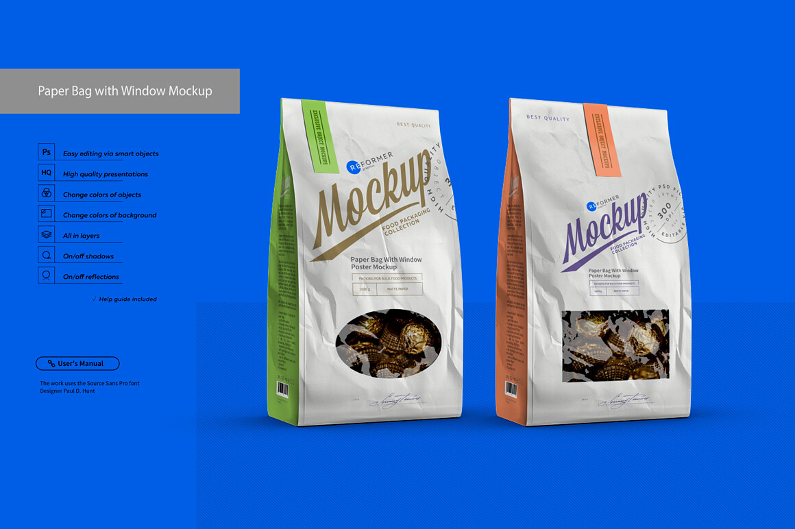 White Paper Bag with Window Mockup