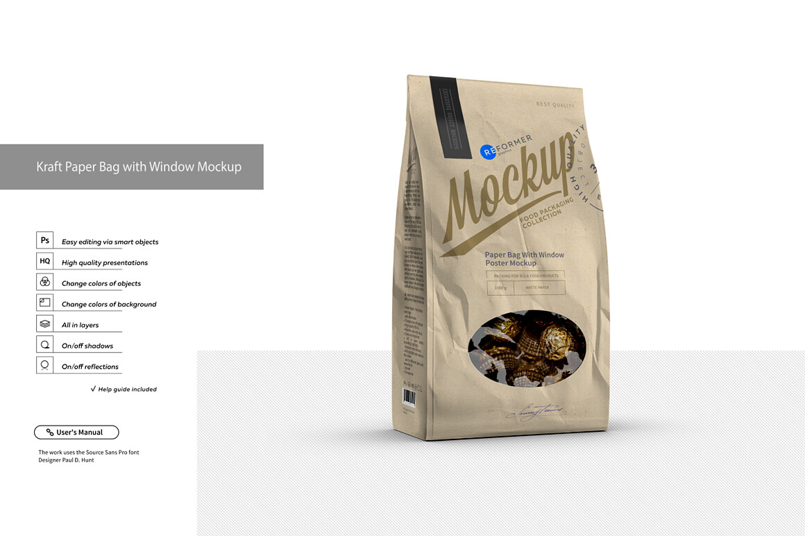 Kraft Paper Bag with Window Mockup