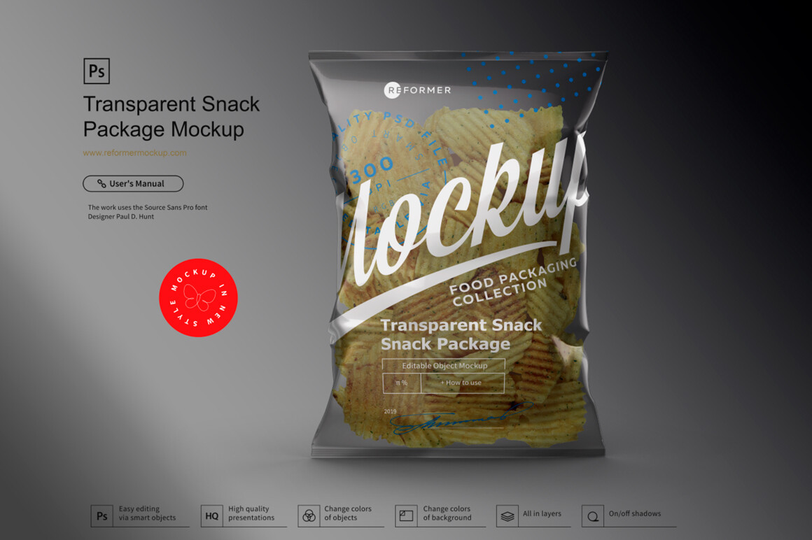 Transparent Snack Package Mockup