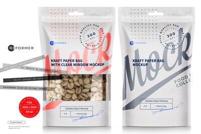 Two White Paper Bags Window Mockup