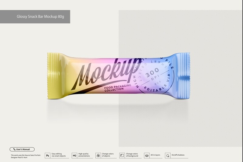 Glossy Snack Bar Mock-up 80 g