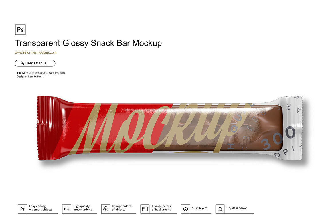 Transparent Snack Bar Mockup 120 g