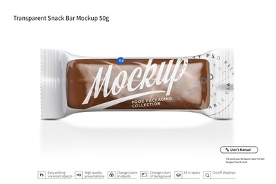 Transparent Snack Bar Mockup 50 g