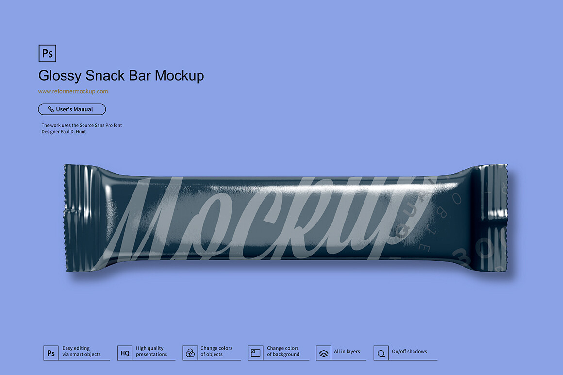 Glossy Snack Bar Mockup 120 g