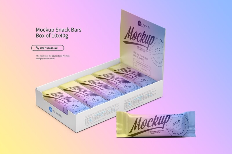 Snack Bars Box of 10x40 g Mockup 
