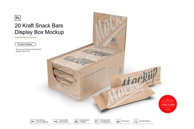 Kraft Display Box and Bars Mockup