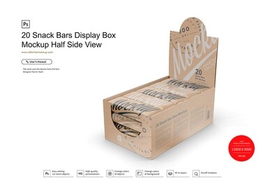 Kraft Snack Bars Display Box Mockup