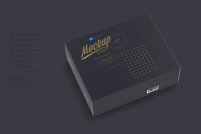 Black Paper Box Mockup