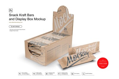 Kraft Bars and Display Box Mockup