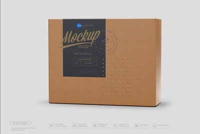 Kraft Cardboard Box Mockup