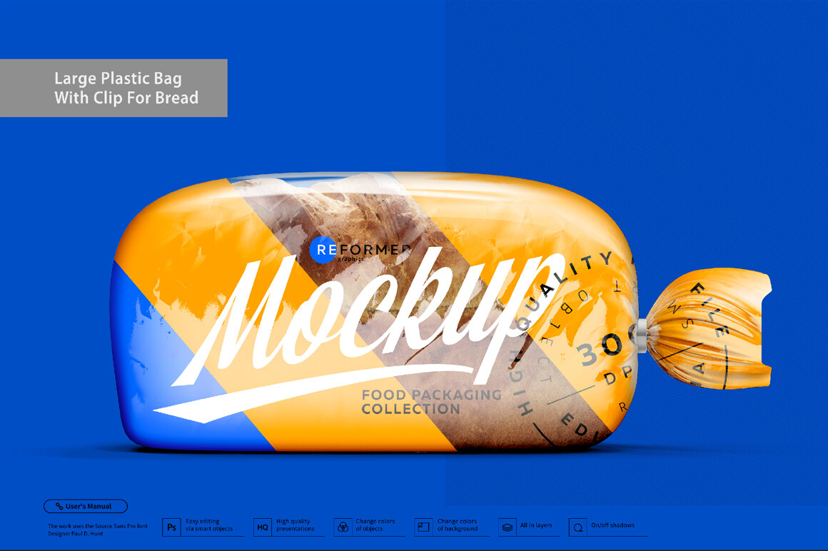 Plastic Bag with Clip for Bread Mockup
