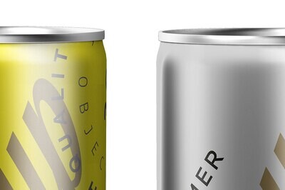 Two Metallic Cans Drink Mockup 250 ml
