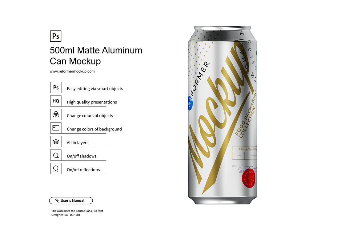 Matte Aluminum Can Mockup 330 ml