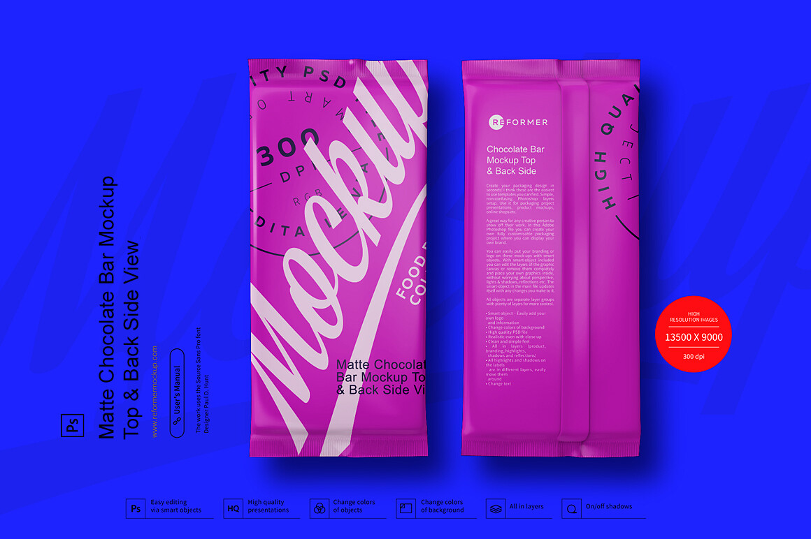 Matte Chocolate Bar Mockup