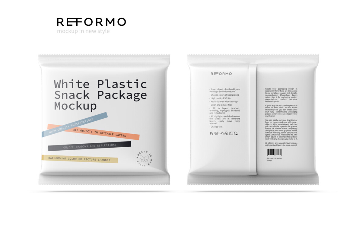 White Plastic Snack Package Front