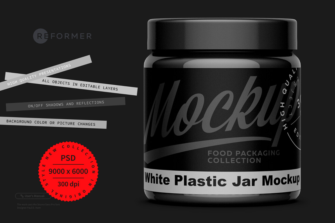 Black Plastic Jar Mockup