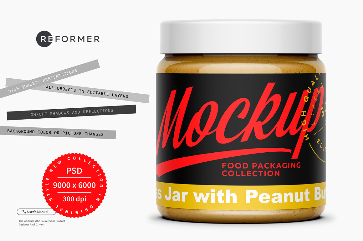 Glass Jar with Peanut Butter Mock-up