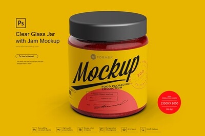 Clear Glass Jar with Jam Mockup
