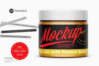 Glass Jar with Peanut Butter Mockup